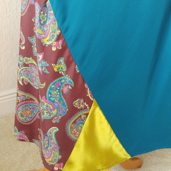 Express 100% Silk Boho Pieced A Line Skirt XS - Picture 3 of 6